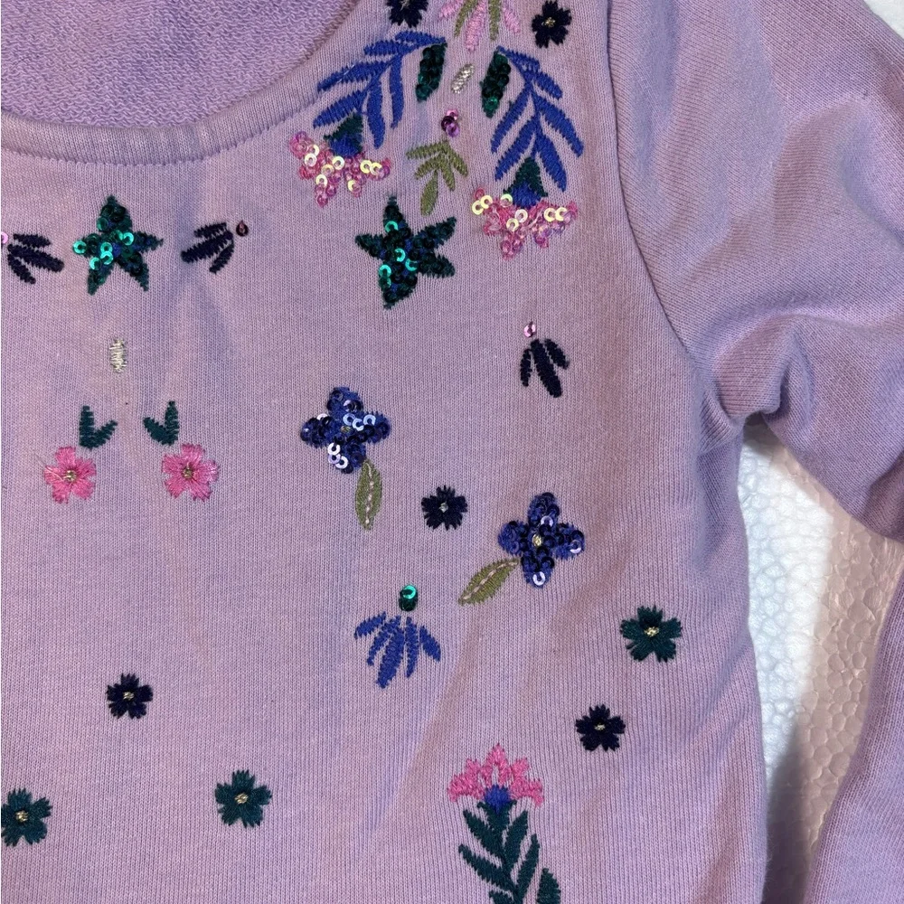 Gymboree Size 7 Girls Purple Embroidery Dress 100% Cotton Sequins  Floral Party